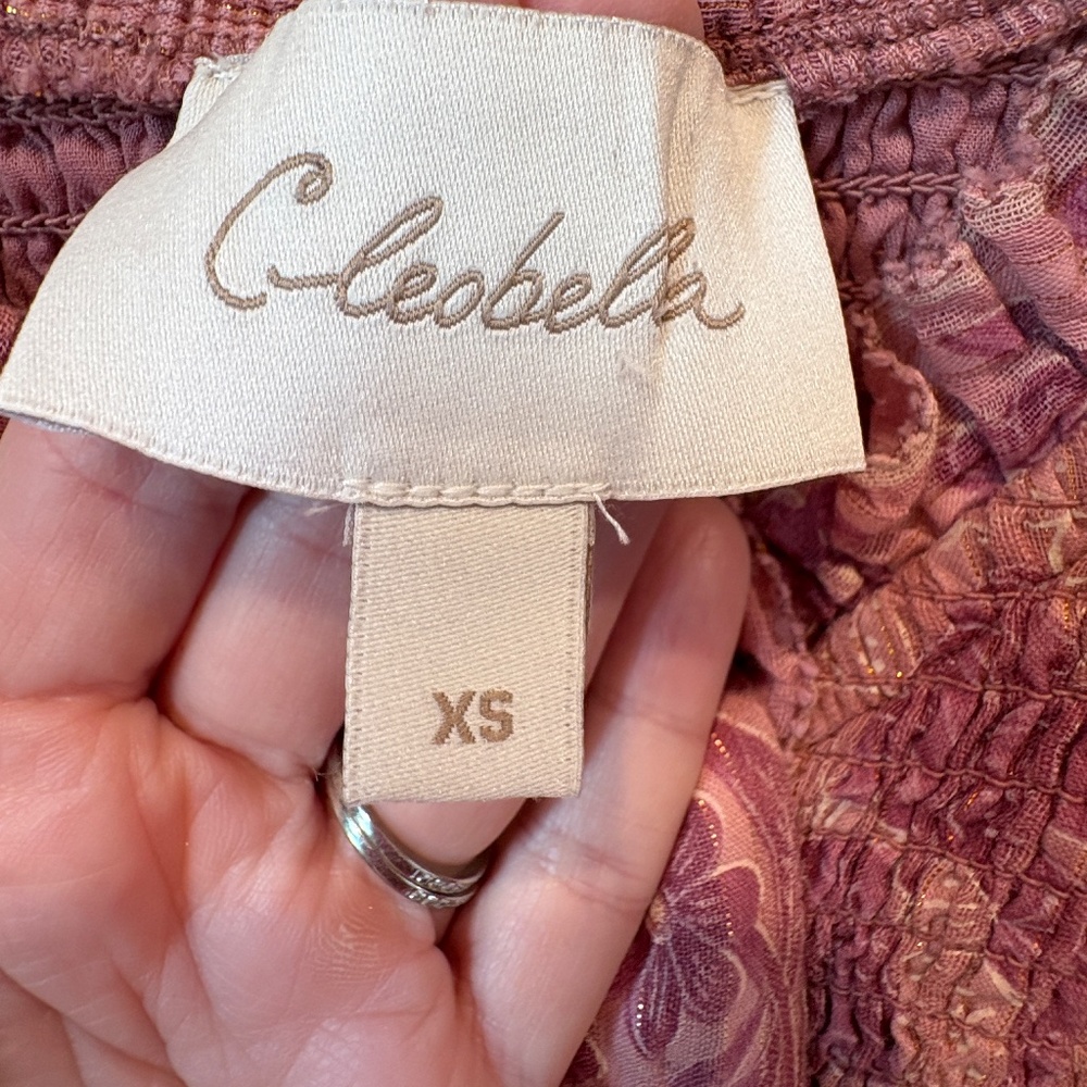 Cleobella Smocked Floral Metallic Batik Print Dress - XS - Picture 2 of 7